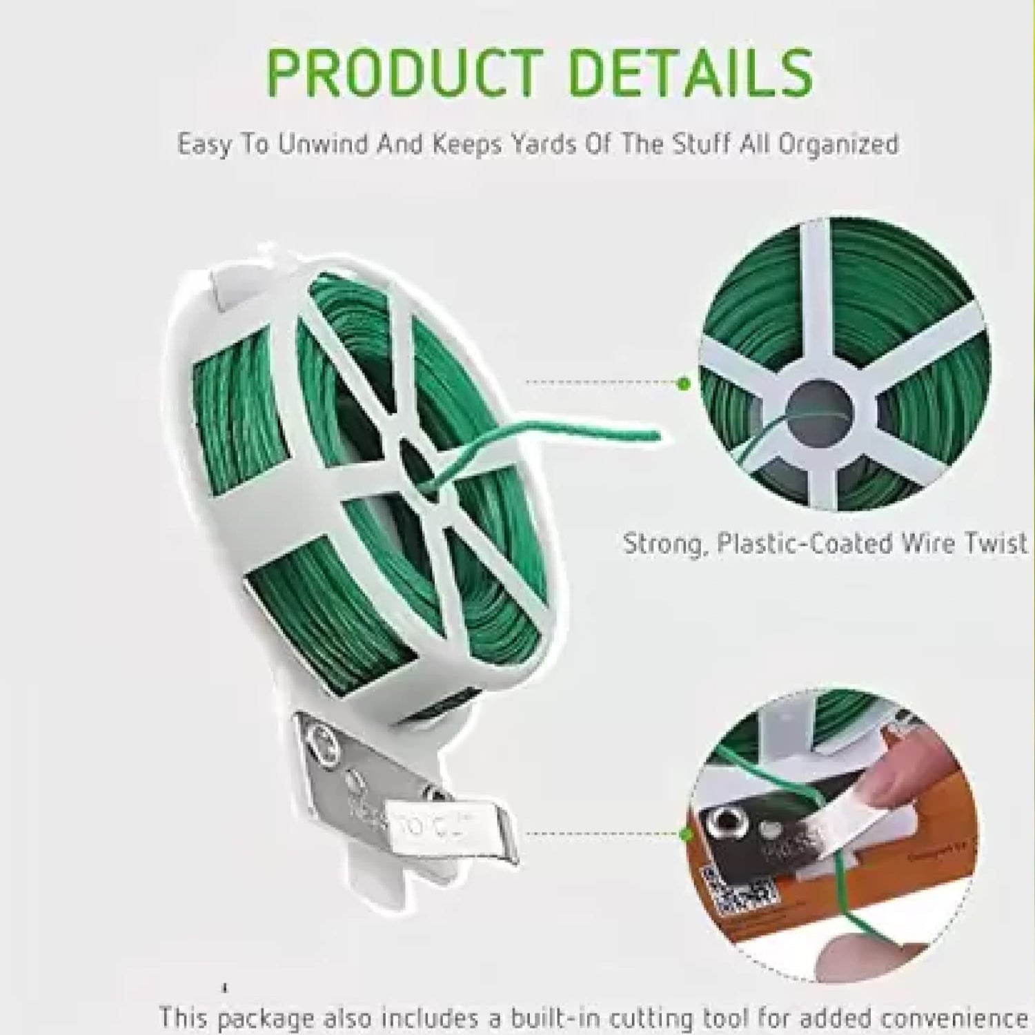 Garden Wire, Sturdy Plant Ties for Support, Garden Ties with Cutter for Tomatoes Vines, Plant Wire Tie Wire for Indoor, Outdoor, Home and Office Use (50 Mtr) Garden Wire, Sturdy Plant Ties for Support, Garden Ties with Cutter for Tomatoes Vines, Plant Wire Tie Wire for Indoor, Outdoor, Home and Office Use (50 Mtr)